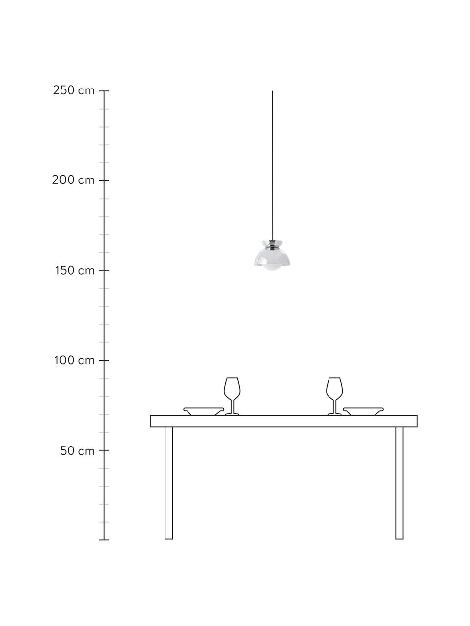 Kleine design hanglamp Butterfly, Lampenkap: gecoat metaal, Diffuser: opaalglas, Chroomkleurig, Ø 21 x H 19 cm