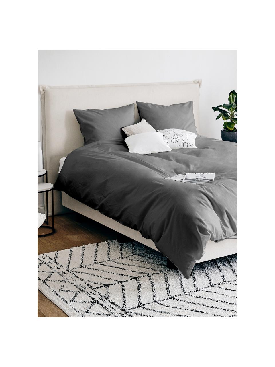 Ropa de cama de satén Premium, Gris oscuro, Cama 90 cm (150 x 200 cm)