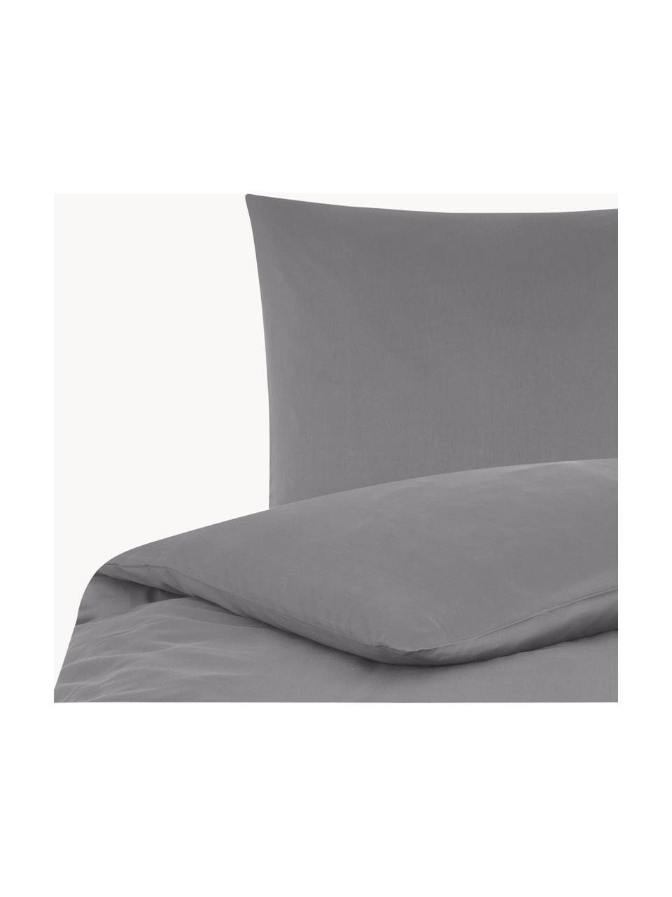 Ropa de cama de satén Premium, Gris oscuro, Cama 90 cm (150 x 200 cm)