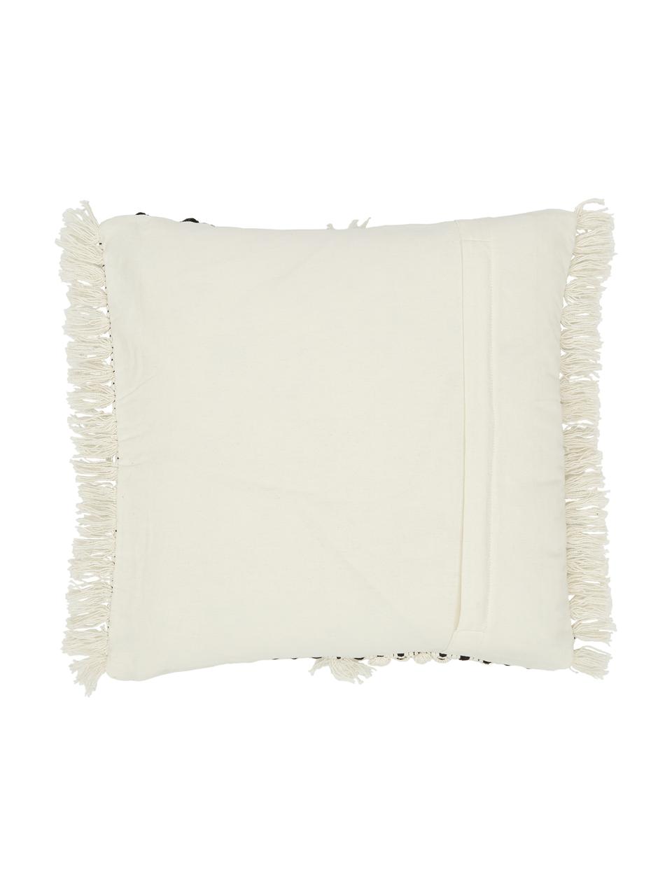 Kussenhoes Karen in crèmewit met decoratie, 100% katoen, Beige, wit, 45 x 45 cm