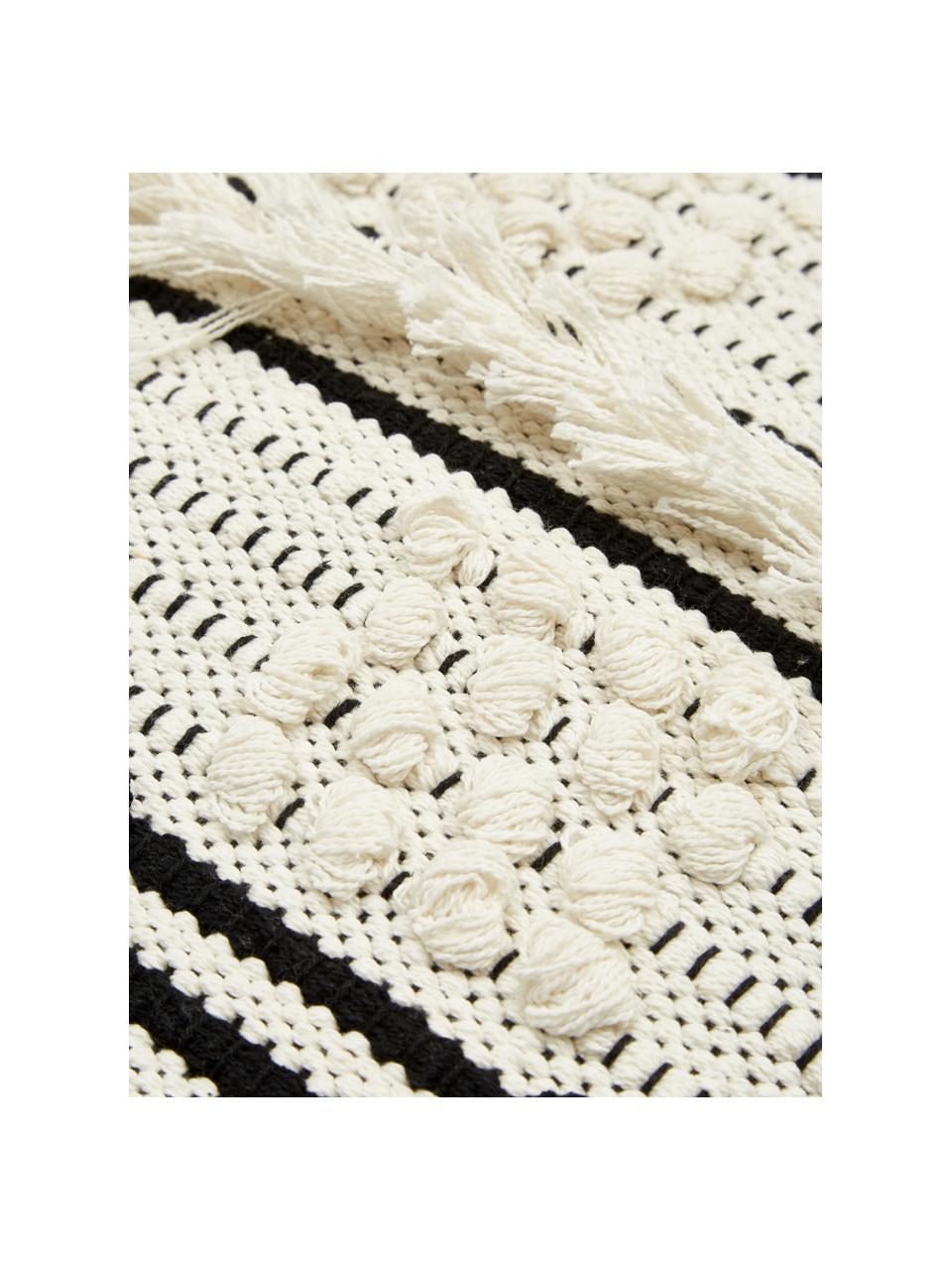 Funda de cojín texturizada Karen, 100% algodón, Beige, blanco, An 45 x L 45 cm