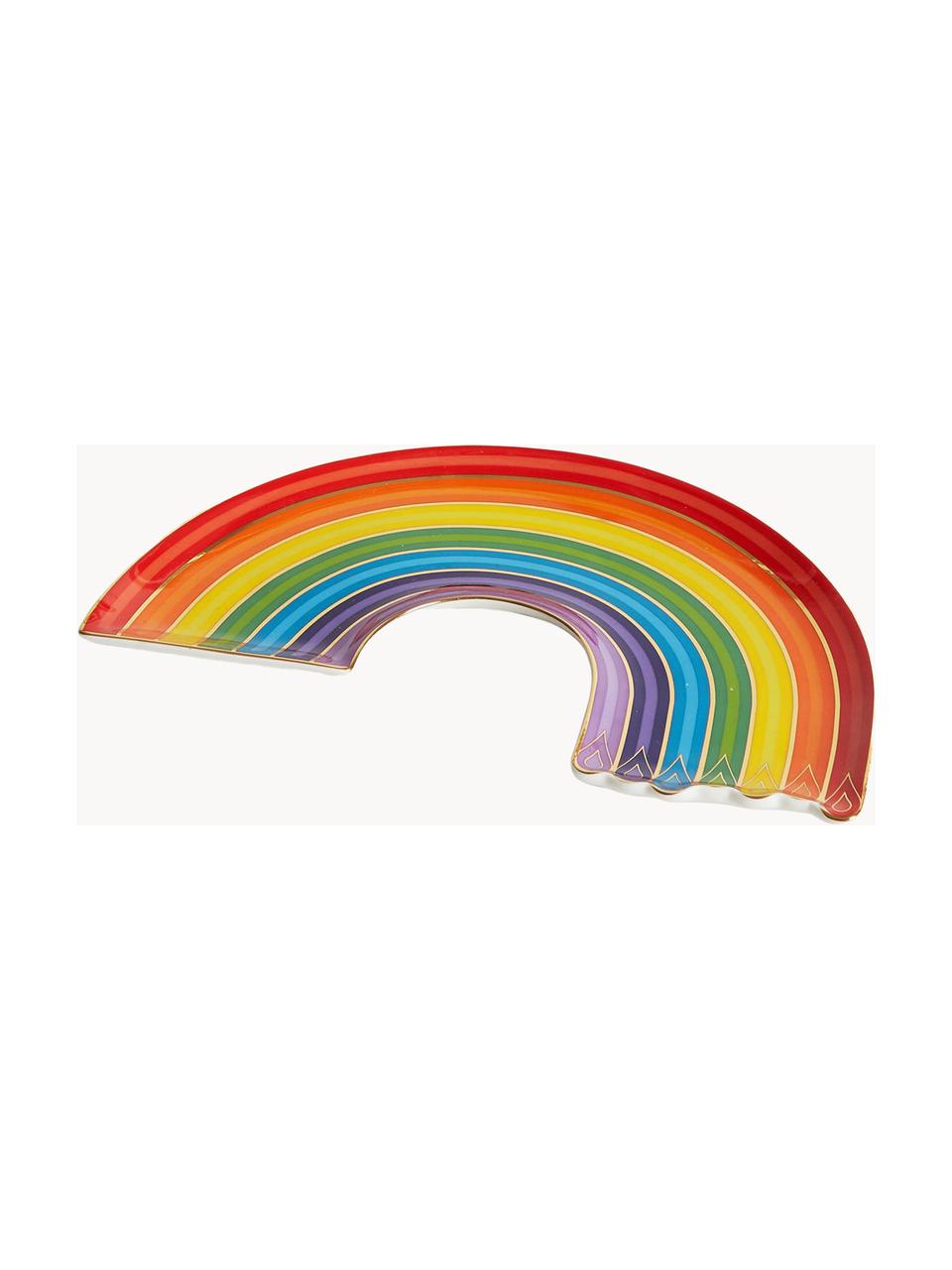 Porcelánová dekoratívny podnos Rainbow, Porcelán s pravými zlatými akcentmi, Viac farieb, zlatá, Š 24 x H 16 cm