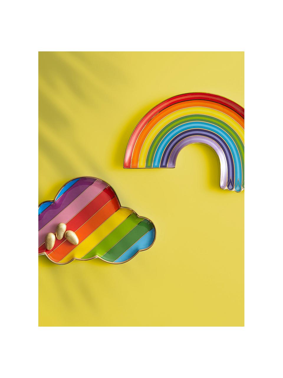 Porselein decoratief dienblad Rainbow met goudkleurig, Porselein met echte gouden accenten, Meerkleurig, goud, B 24 x D 16 cm