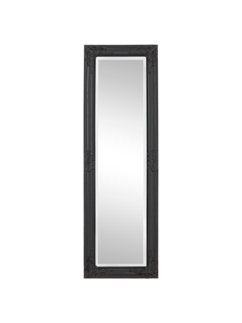 Čtvercové nástěnné zrcadlo s černým dřevěným rámem Miro, Černá, Š 42 cm, V 132 cm