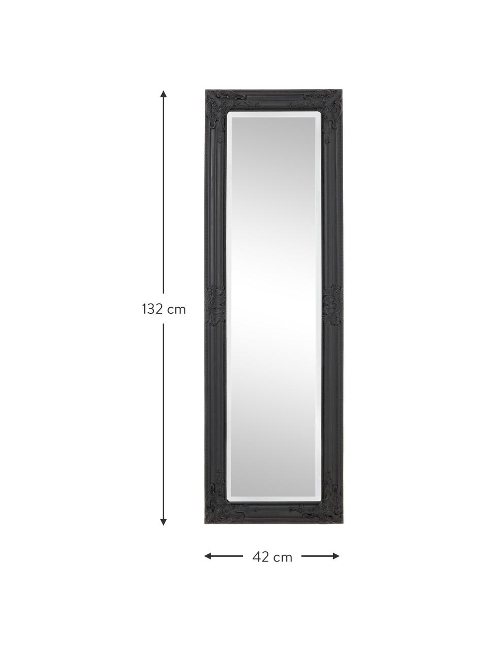 Čtvercové nástěnné zrcadlo s černým dřevěným rámem Miro, Černá, Š 42 cm, V 132 cm