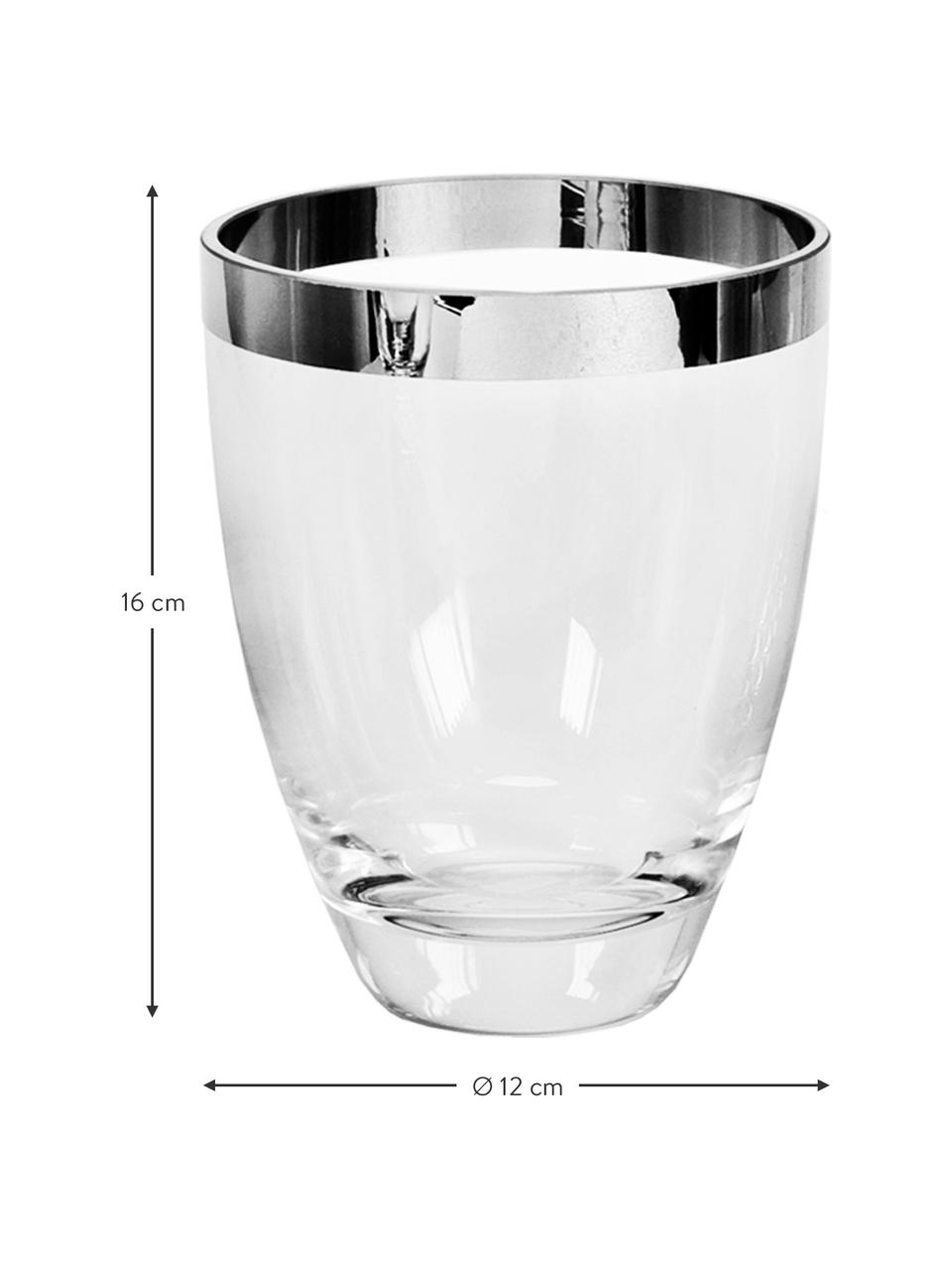Ručně foukaná váza Charlotte, Sklo, platina, Transparentní, V 16 cm