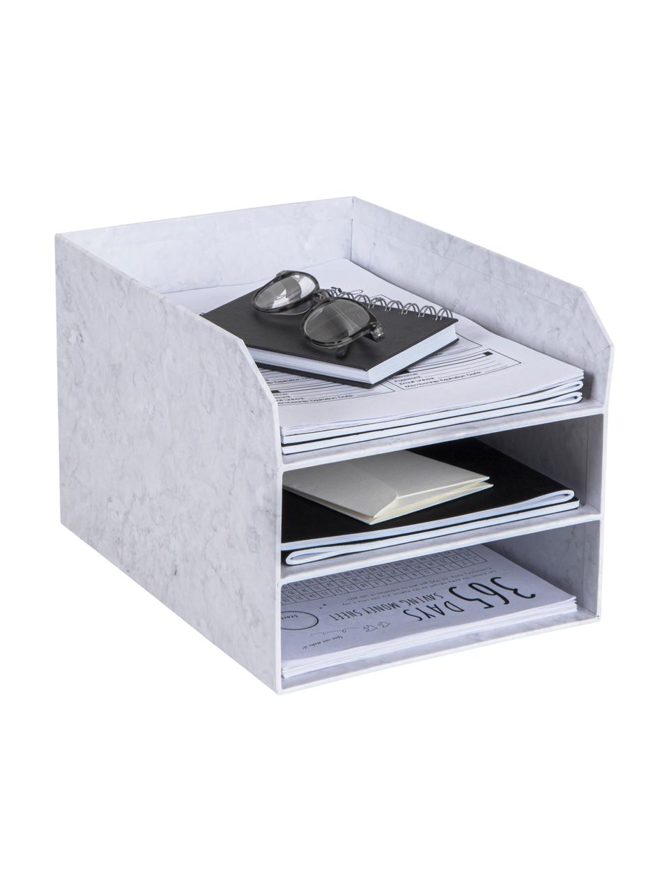 Documentenhouder Trey, Massief, gelamineerd karton
(100% gerecycled papier), Wit, gemarmerd, B 23 cm x H 21 cm