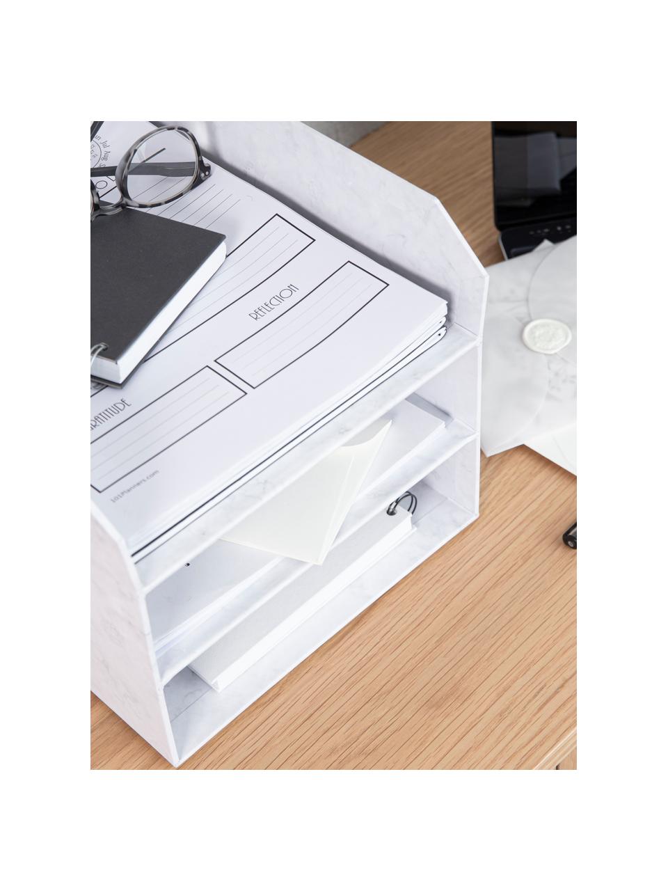 Organizer documenti  Trey, Cartone solido laminato
(100% carta riciclata), Bianco marmorizzato, Larg. 23 x Alt. 21 cm