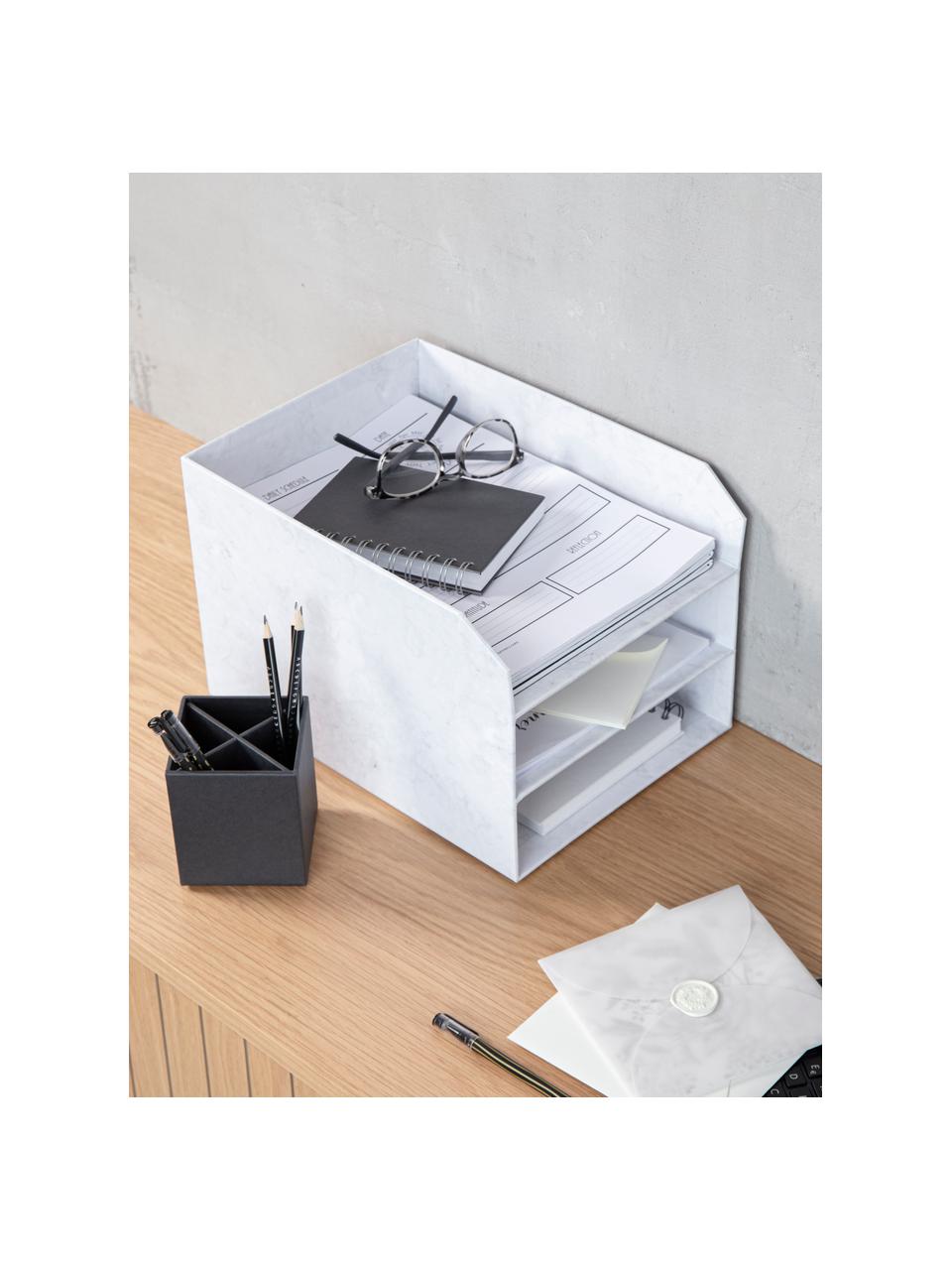 Dokumenten-Ablage Trey, Fester, laminierter Karton
(100 % recyceltes Papier), Weiss, marmoriert, B 23 x H 21 cm