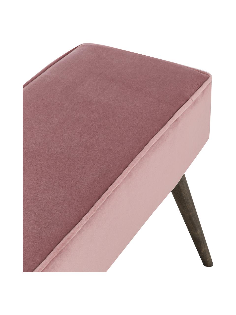 Banco de terciopelo Popy, Tapizado: terciopelo de poliéster E, Patas: madera de caucho, pintado, Rosa, An 100 x Al 50 cm