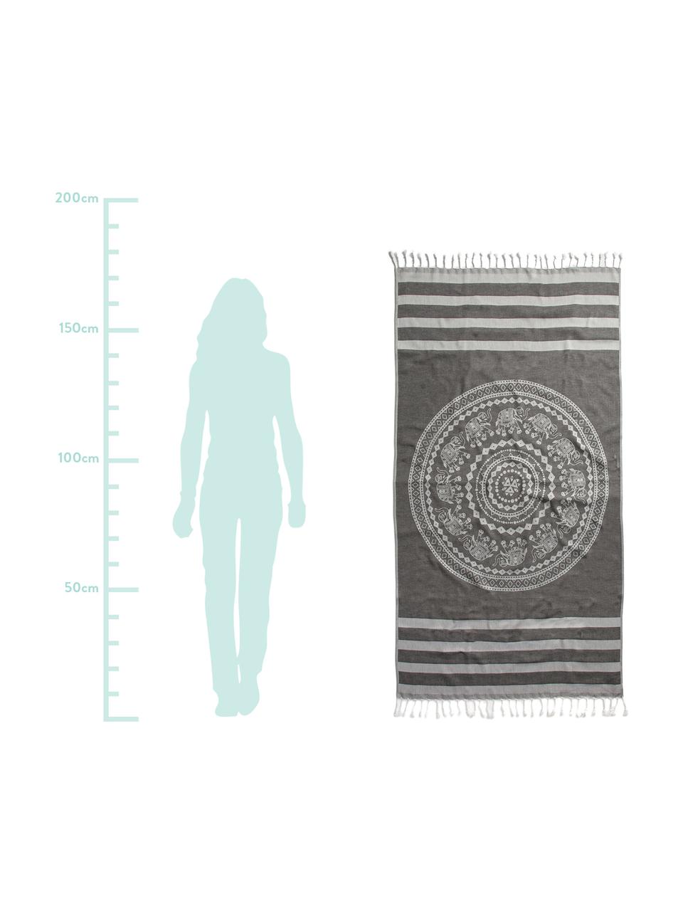 Fouta Shiva, Bawełna
Niska gramatura, 210 g/m², Czarny, szary, S 90 x D 180 cm