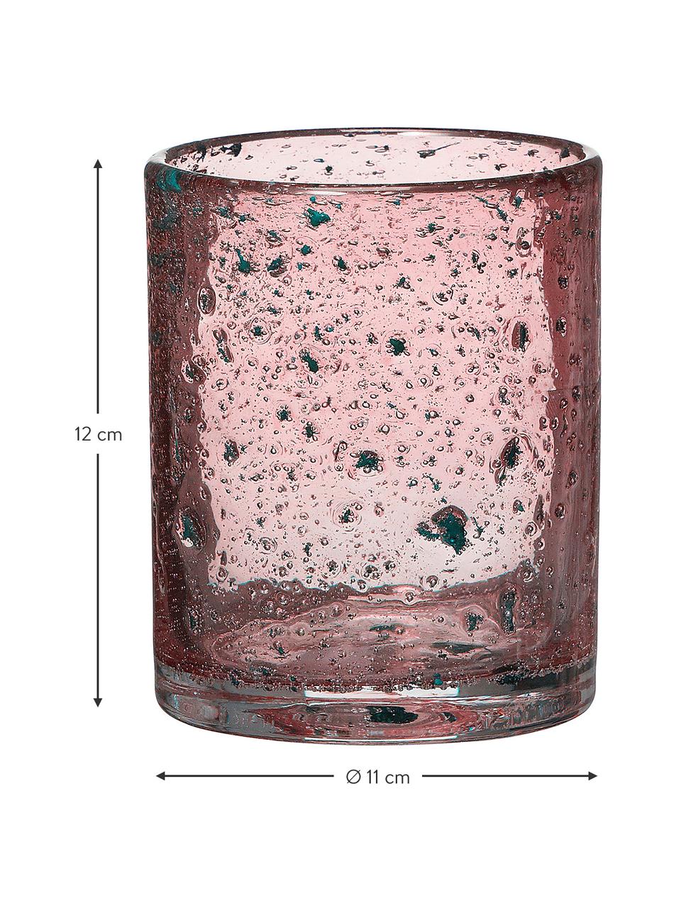 Svietnik na čajovú sviečku zo skla Mina, Sklo, Ružová, Ø 11