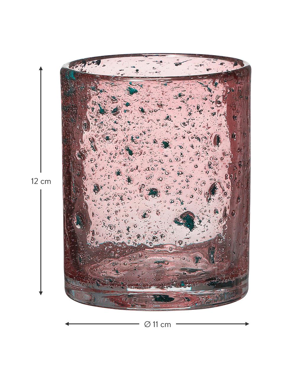 Teelichthalter Mina aus Glas, Glas, Pink, Ø 11 x H 12 cm