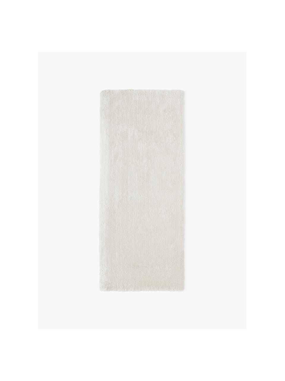 Passatoia morbida a pelo lungo Leighton, Retro: 55% poliestere, 45% coton, Bianco latte, Larg. 80 x Lung. 200 cm