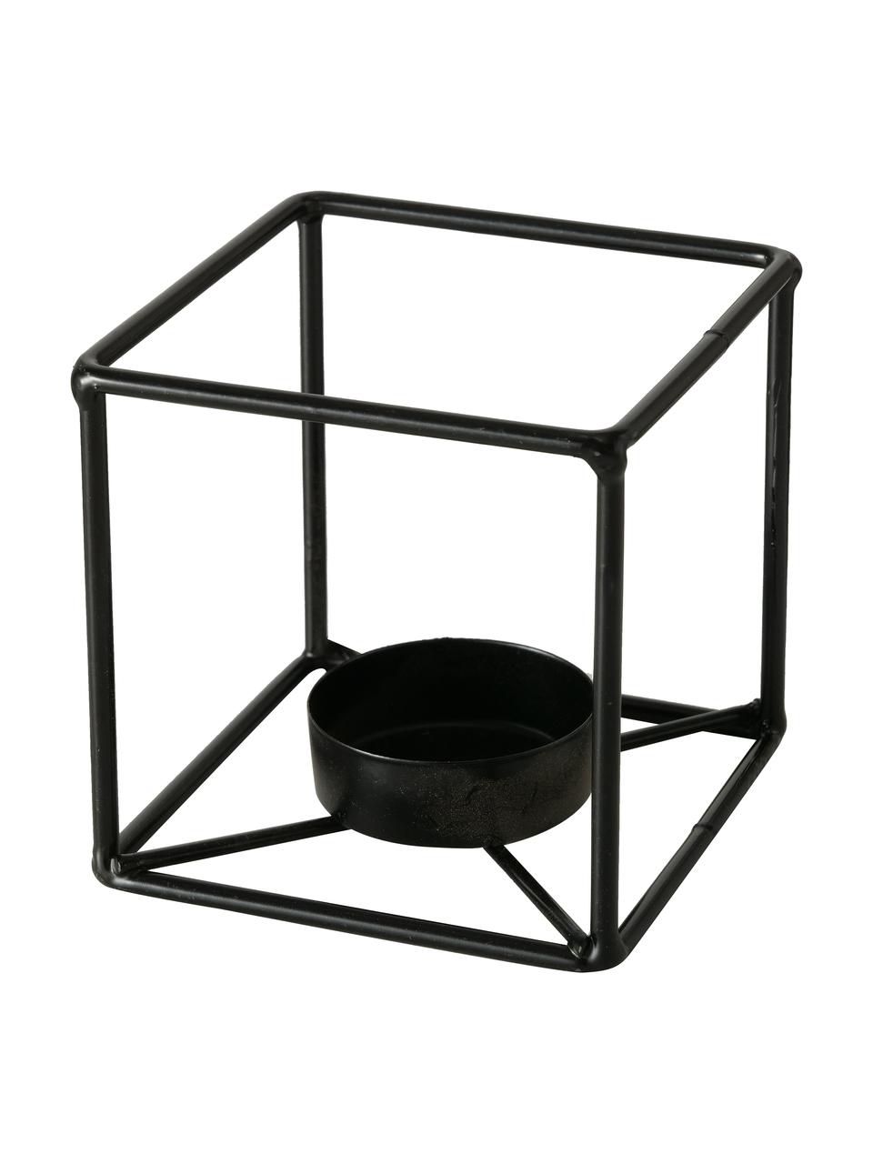 Teelichthalter-Set Bux, 2-tlg., Aluminium, Schwarz, Goldfarben, Je B 8 x H 8 cm