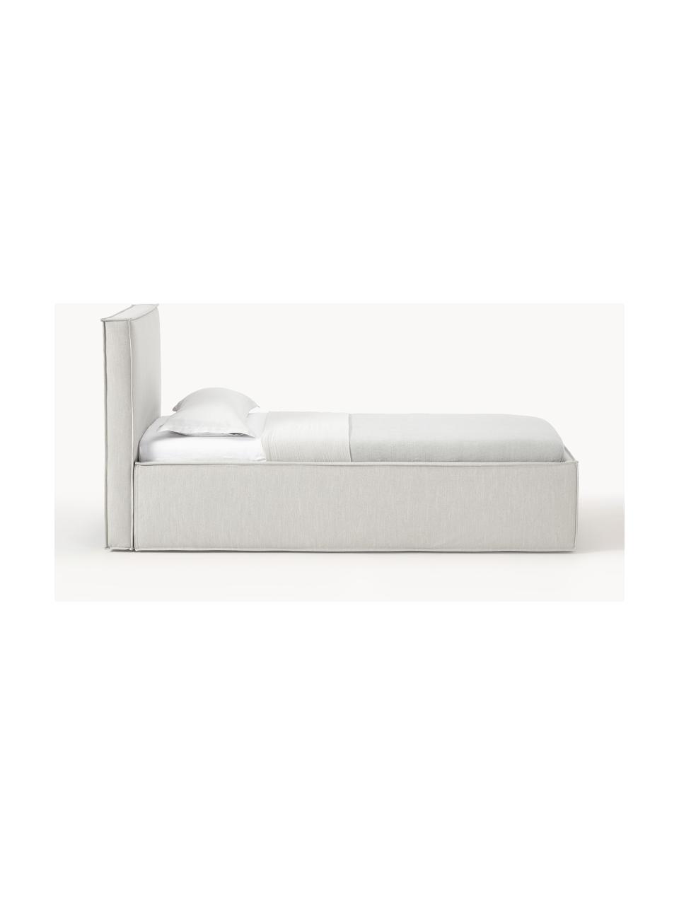 Łóżko tapicerowane Dream, Tapicerka: poliester (tkanina strukt, Korpus: lite drewno sosnowe, płyt, Greige tkanina, S 90 x D 200 cm