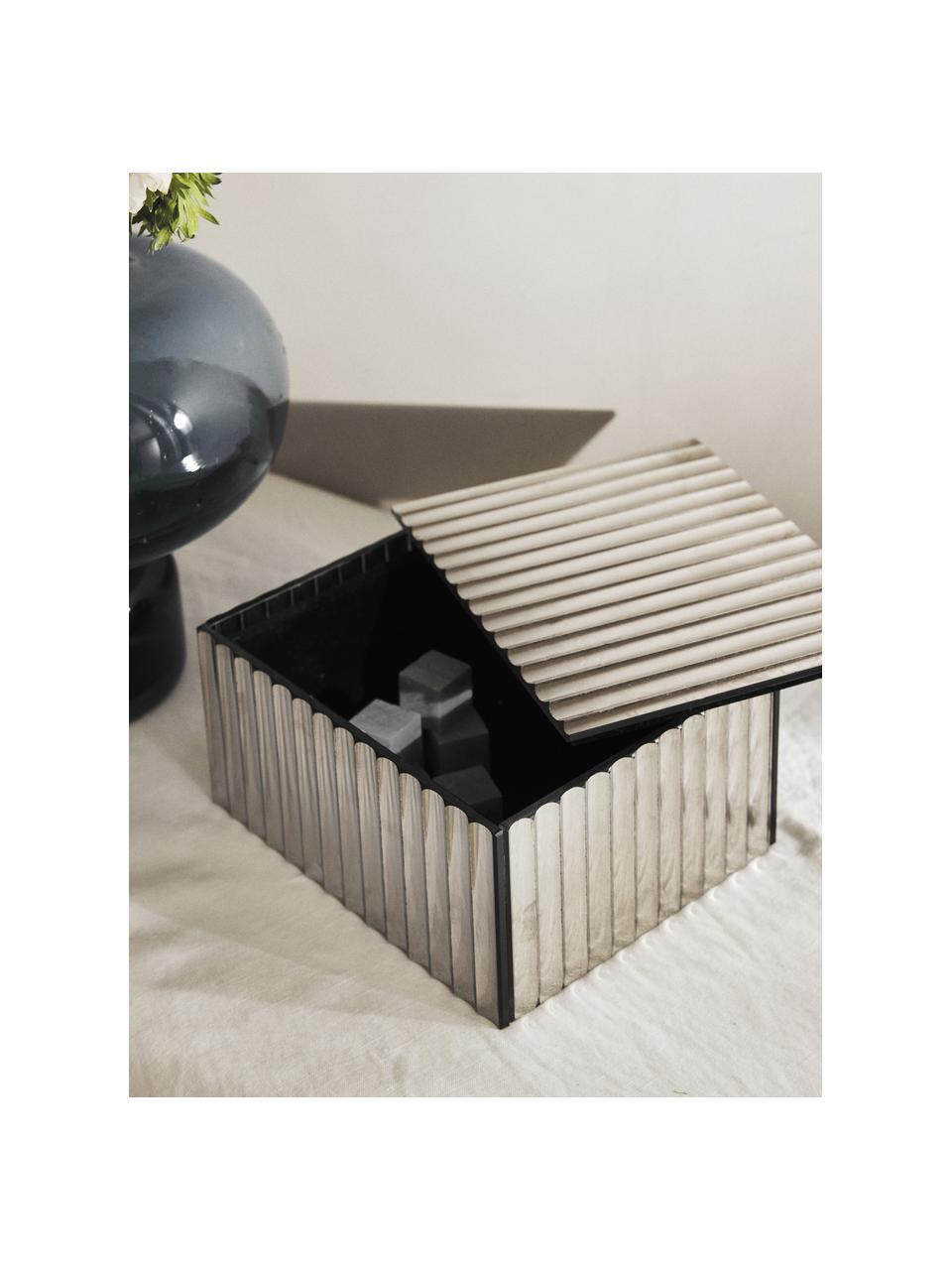 Drážkovaná úložná škatuľa Riley, Odtiene striebornej, Š 17 x H 14 cm