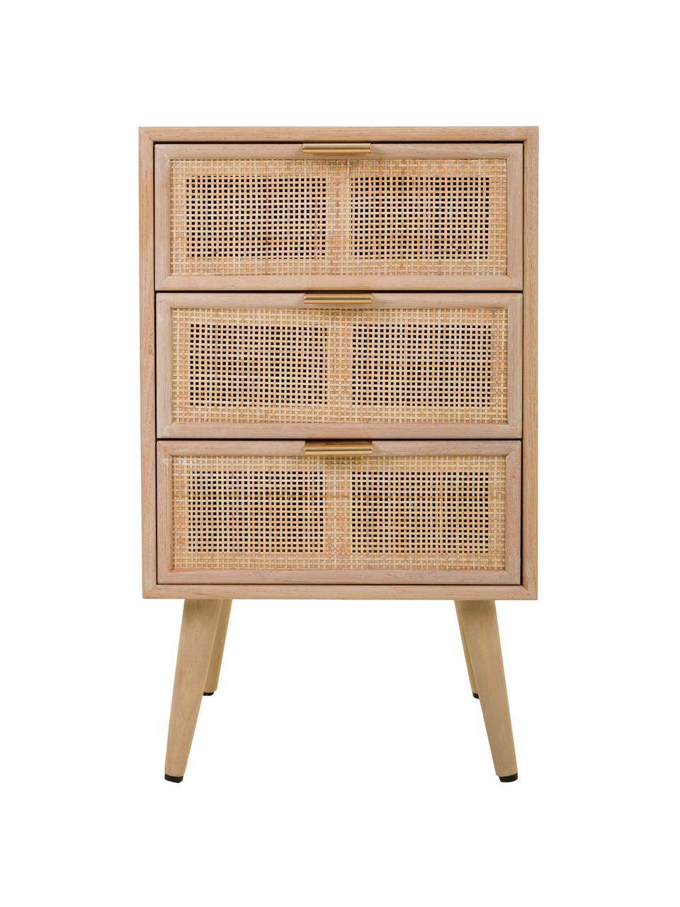 Szafka nocna z drewna Cayetana Shelfy, Korpus: płyta pilśniowa średniej , Nogi: drewno bambusowe, lakiero, Drewno naturalne, S 42 x W 71 cm