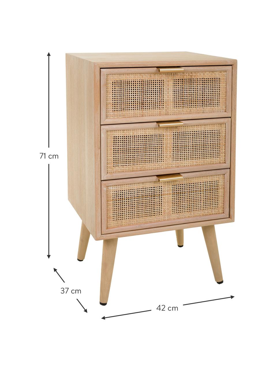 Szafka nocna z drewna Cayetana Shelfy, Korpus: płyta pilśniowa średniej , Nogi: drewno bambusowe, lakiero, Drewno naturalne, S 42 x W 71 cm