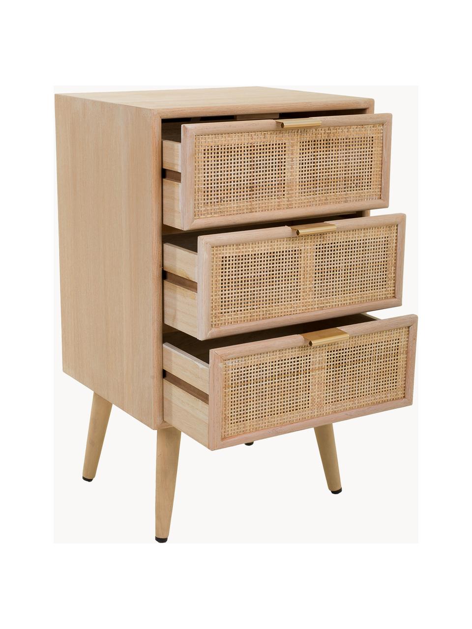 Nachtkastje Cayetana Shelfy, Frame: gefineerd MDF, Handvatten: metaal, Poten: gelakt bamboehout, Bruin, hout, B 42 cm x H 71 cm