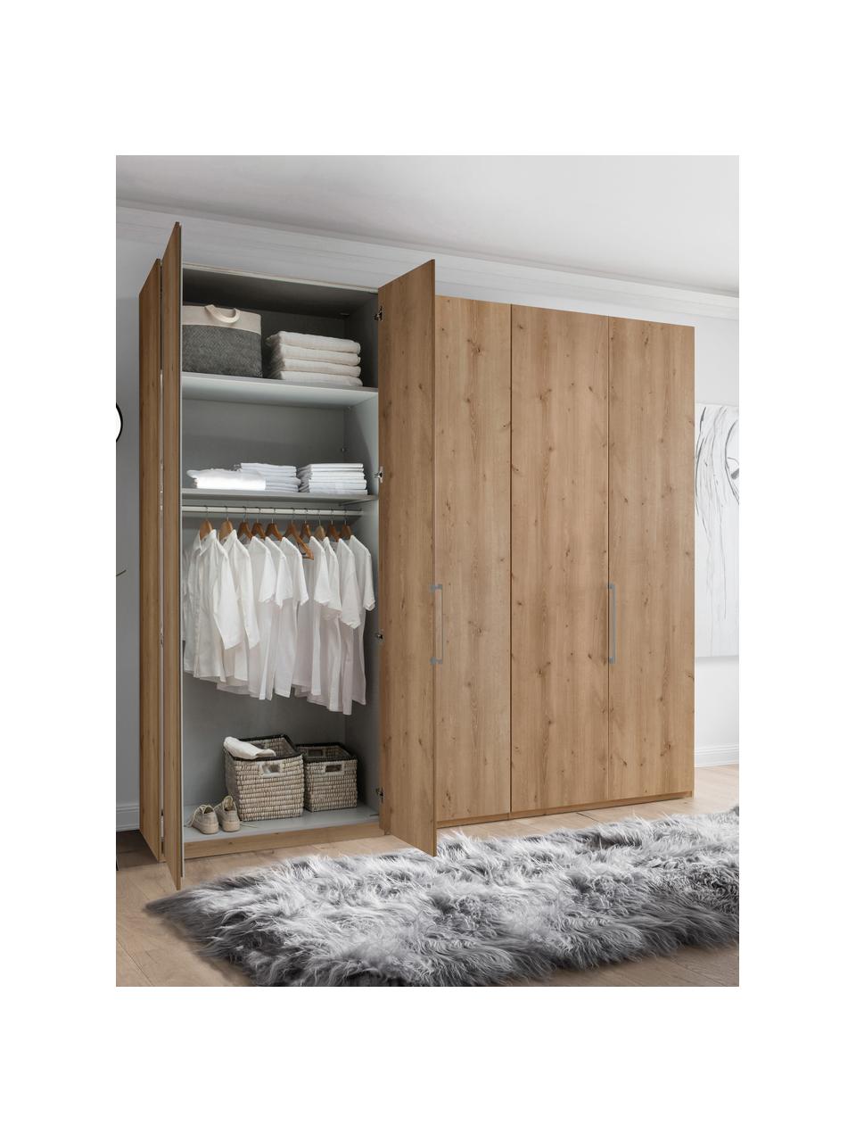 Drehtürenschrank Monaco, 5-türig, Korpus: Holzwerkstoff, foliert, Griffe: Metall, beschichtet, Holz, B 246 x H 216 cm