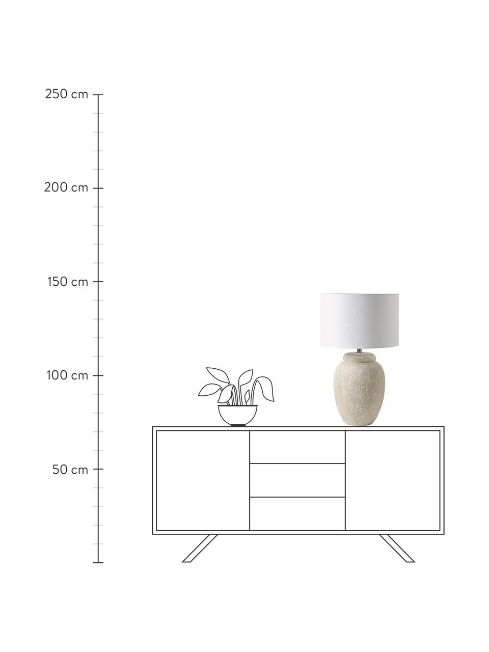 Grande lampe à poser avec pied en céramique Bodhi, Blanc, gris, Ø 43 x haut. 71 cm