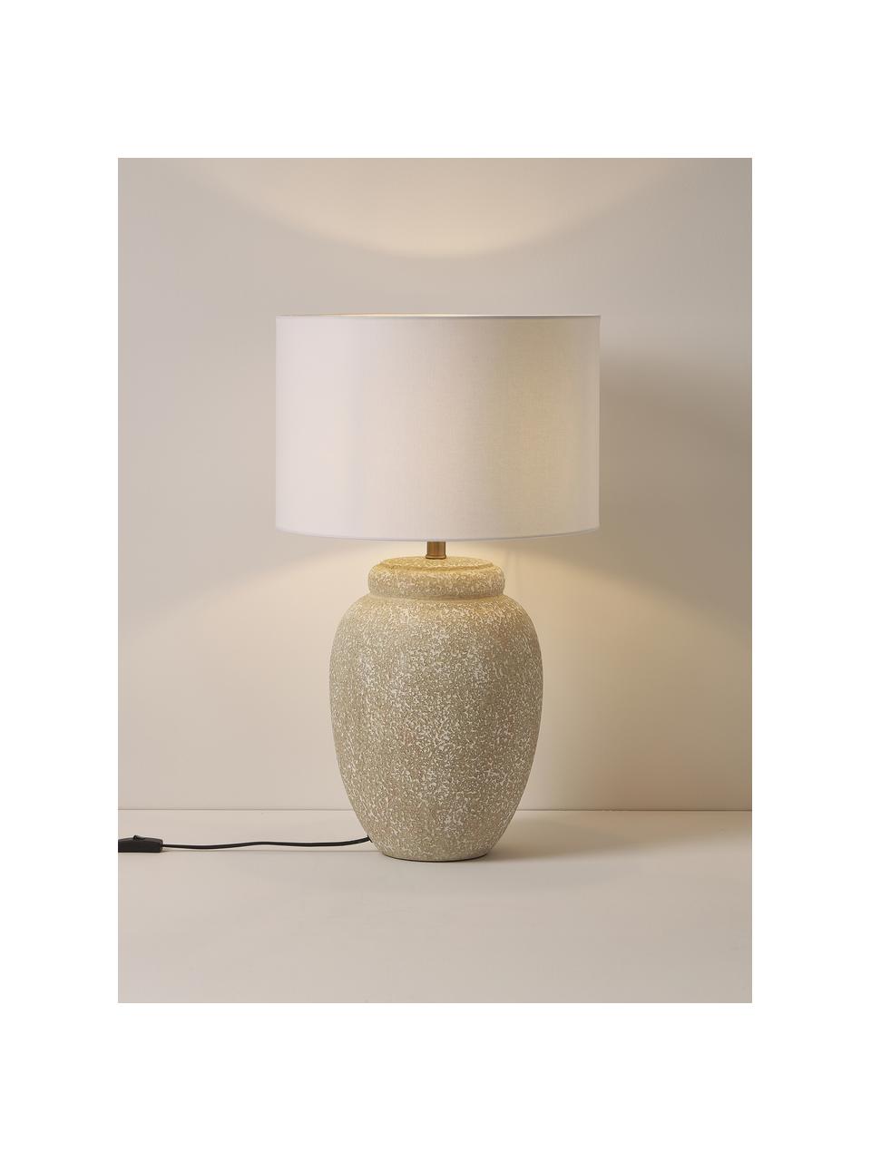 Grande lampe à poser avec pied en céramique Bodhi, Blanc, beige, Ø 43 x haut. 71 cm