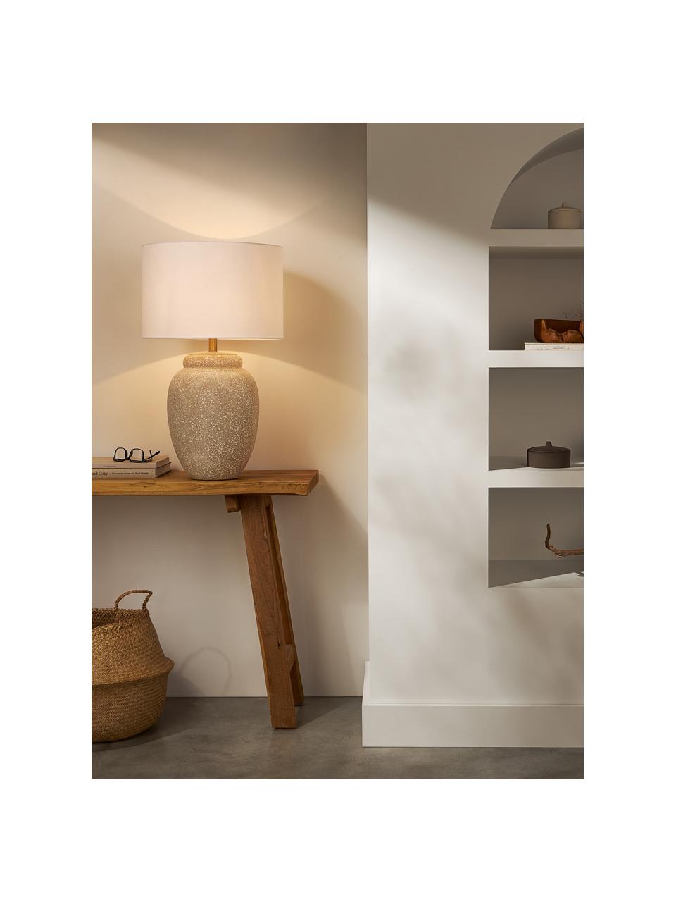 Grande lampe à poser avec pied en céramique Bodhi, Blanc, beige, Ø 43 x haut. 71 cm