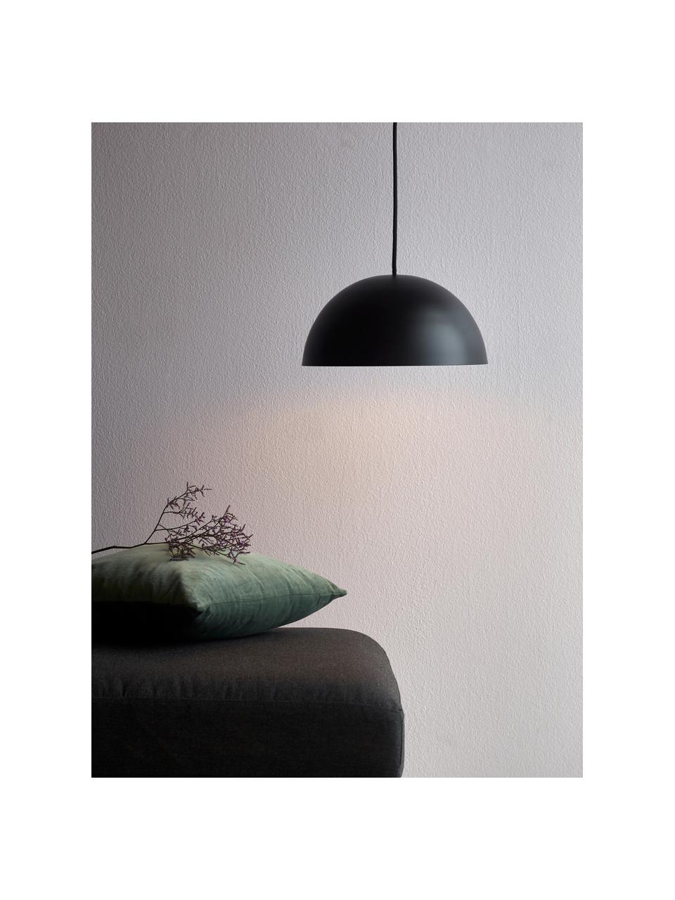 Scandi hanglamp Ellen, Lampenkap: gecoat metaal, Zwart, Ø 30 x H 15 cm