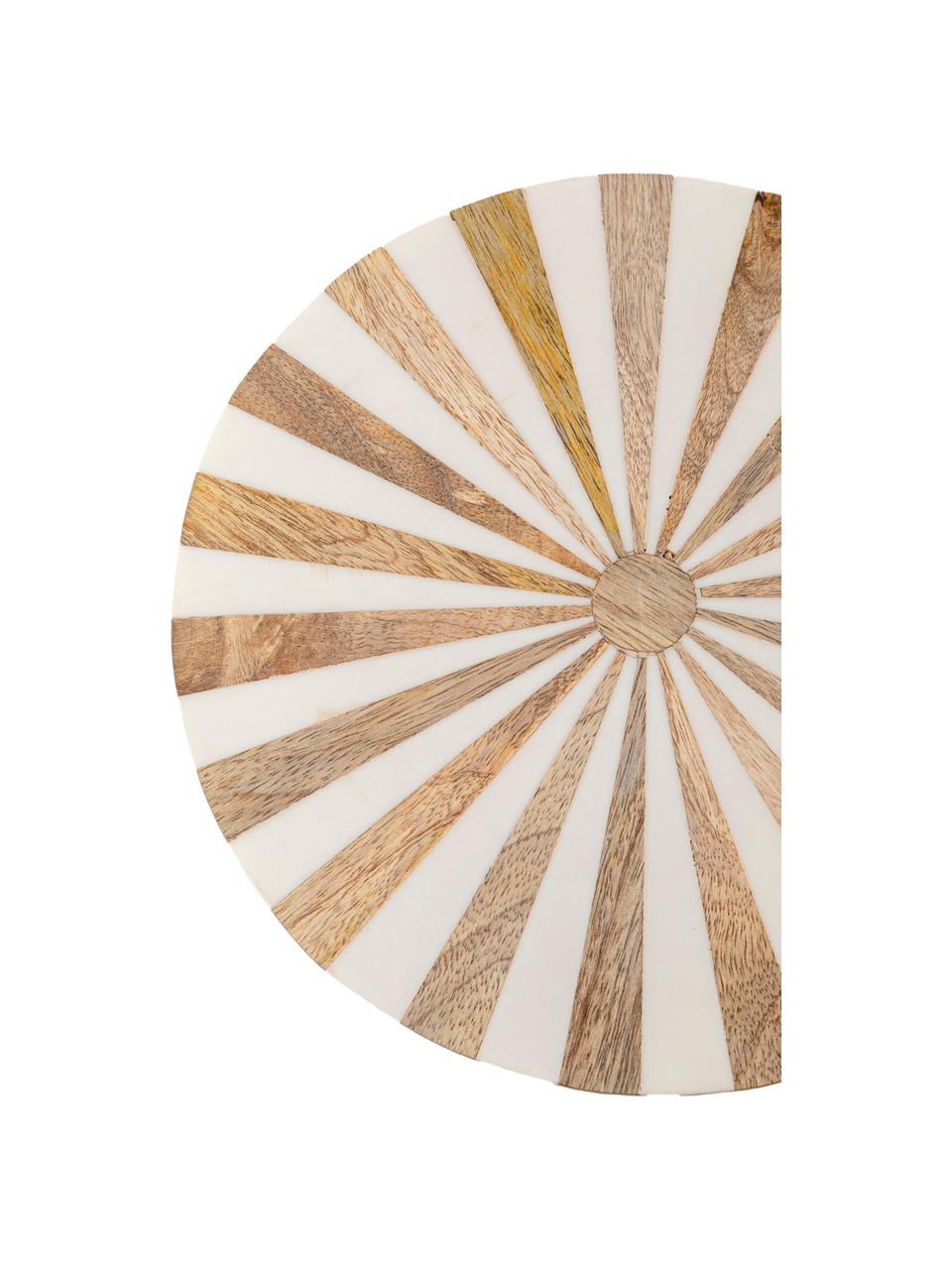 Mesa auxiliar redonda artesanal Domero, Estructura: metal recubierto, Madera barnizada claro, Ø 25 x Al 50 cm