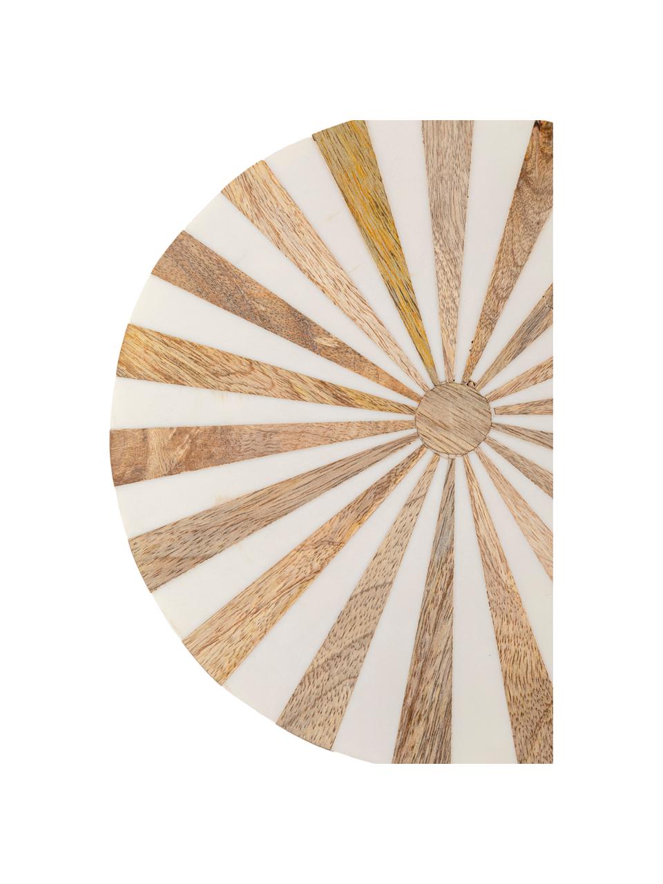 Mesa auxiliar redonda artesanal Domero, Estructura: metal recubierto, Madera barnizada claro, Ø 25 x Al 50 cm
