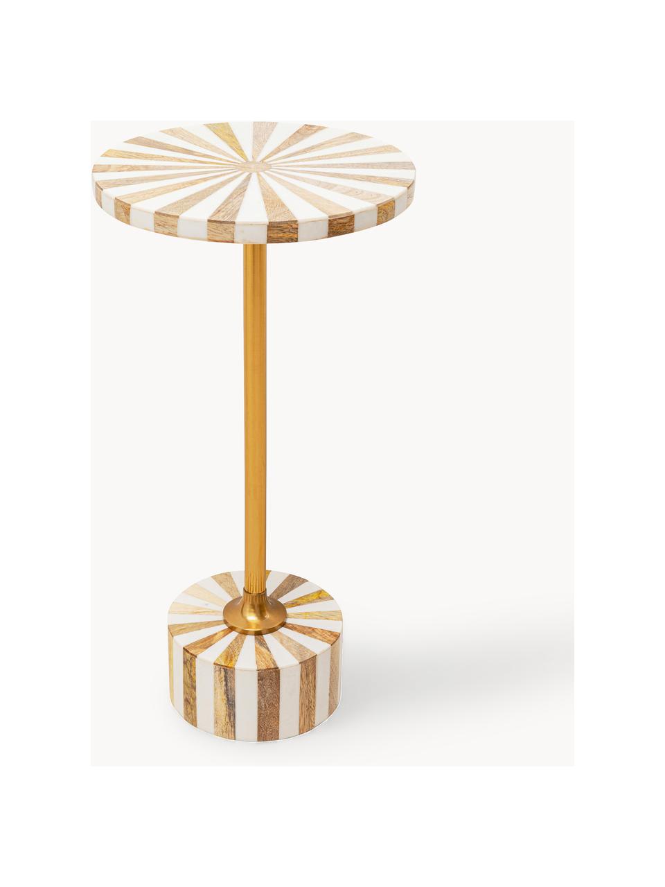 Kulatý odkládací stolek Domero, ručně vyrobený, Dřevo, světle lakované, Ø 25 cm, V 50 cm