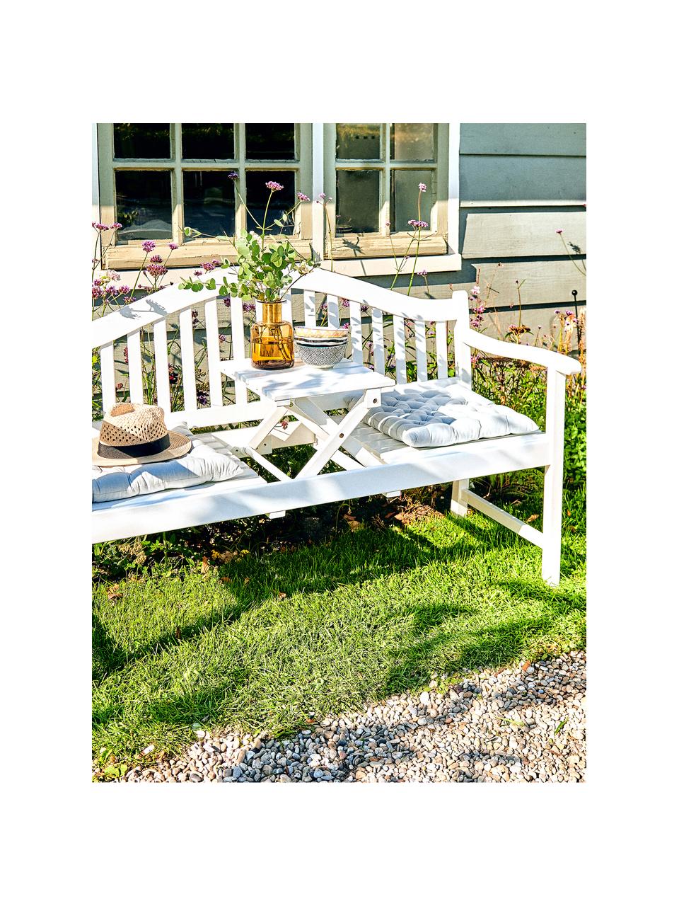 Gartenbank Banquette aus Holz in Weiß, inkl. Tablett, Akazienholz, lackiert, Weiß, B 140 x T 60 cm