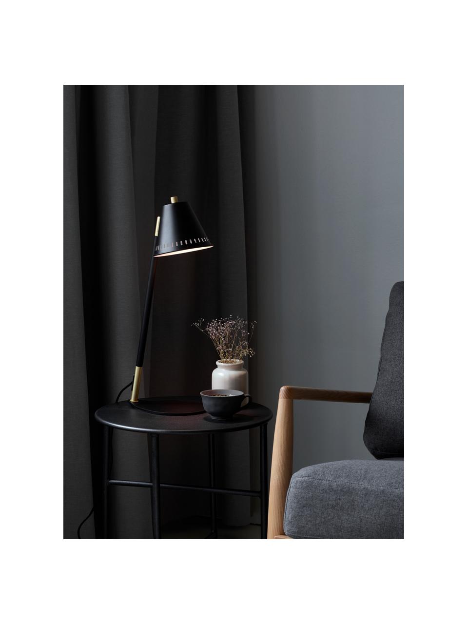 Lámpara de escritorio Pine, Pantalla: metal, Estructura: metal, Cable: plástico, Negro, dorado, An 15 x Al 47 cm