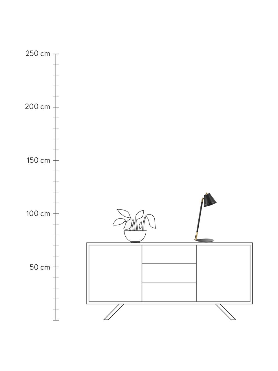 Lámpara de escritorio Pine, Pantalla: metal, Estructura: metal, Cable: plástico, Negro, dorado, An 15 x Al 47 cm