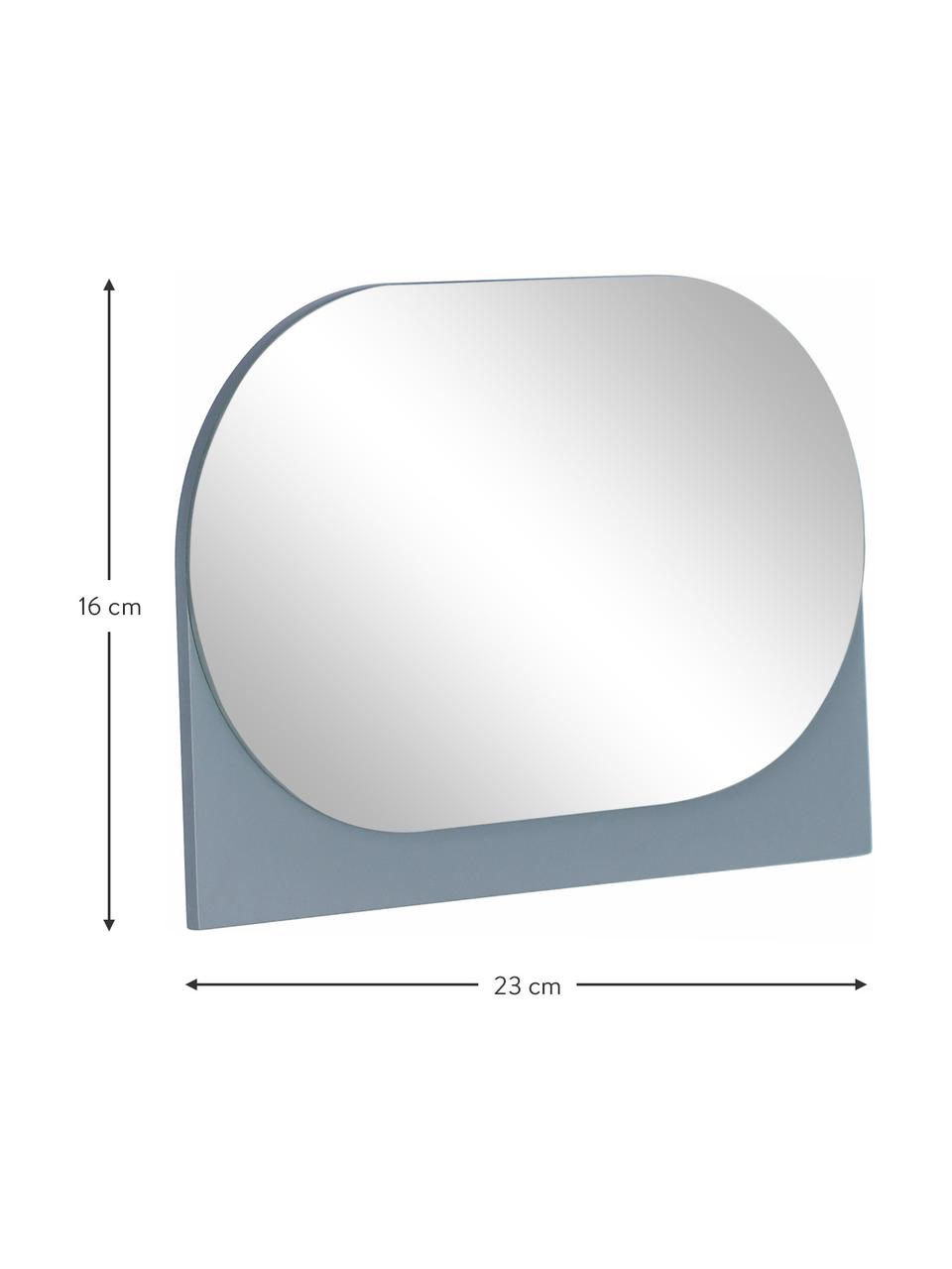 Ovaler Kosmetikspiegel Mica mit grauem Holzrahmen, Rahmen: Mitteldichte Holzfaserpla, Spiegelfläche: Spiegelglas, Grau, B 23 x H 16 cm