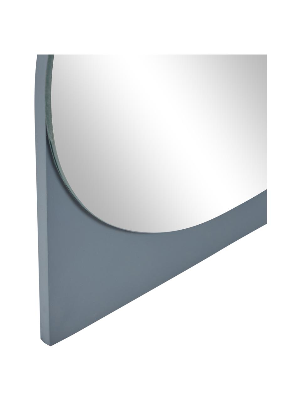 Ovale make-up spiegel Mica met grijze houten frame, Lijst: gecoat MDF, Grijs, B 23 cm x H 16 cm