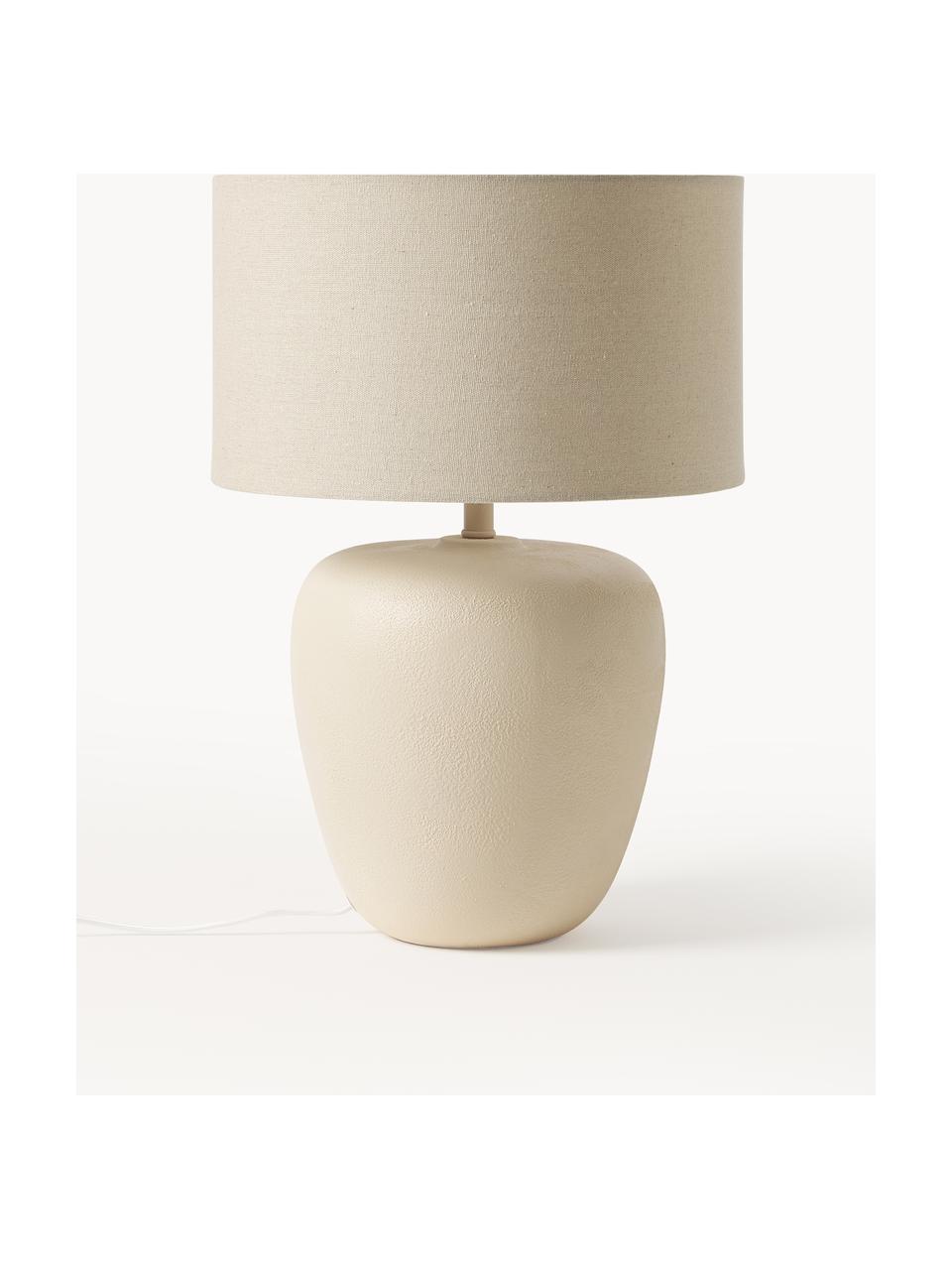 Lampada grande da tavolo in ceramica Eileen, Paralume: lino (100% poliestere), Beige chiaro, opaco, Ø 33 x Alt. 48 cm