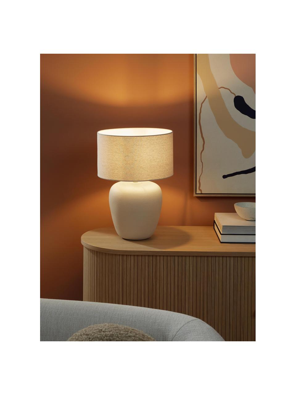 Lampada grande da tavolo in ceramica Eileen, Paralume: lino (100% poliestere), Beige chiaro, opaco, Ø 33 x Alt. 48 cm