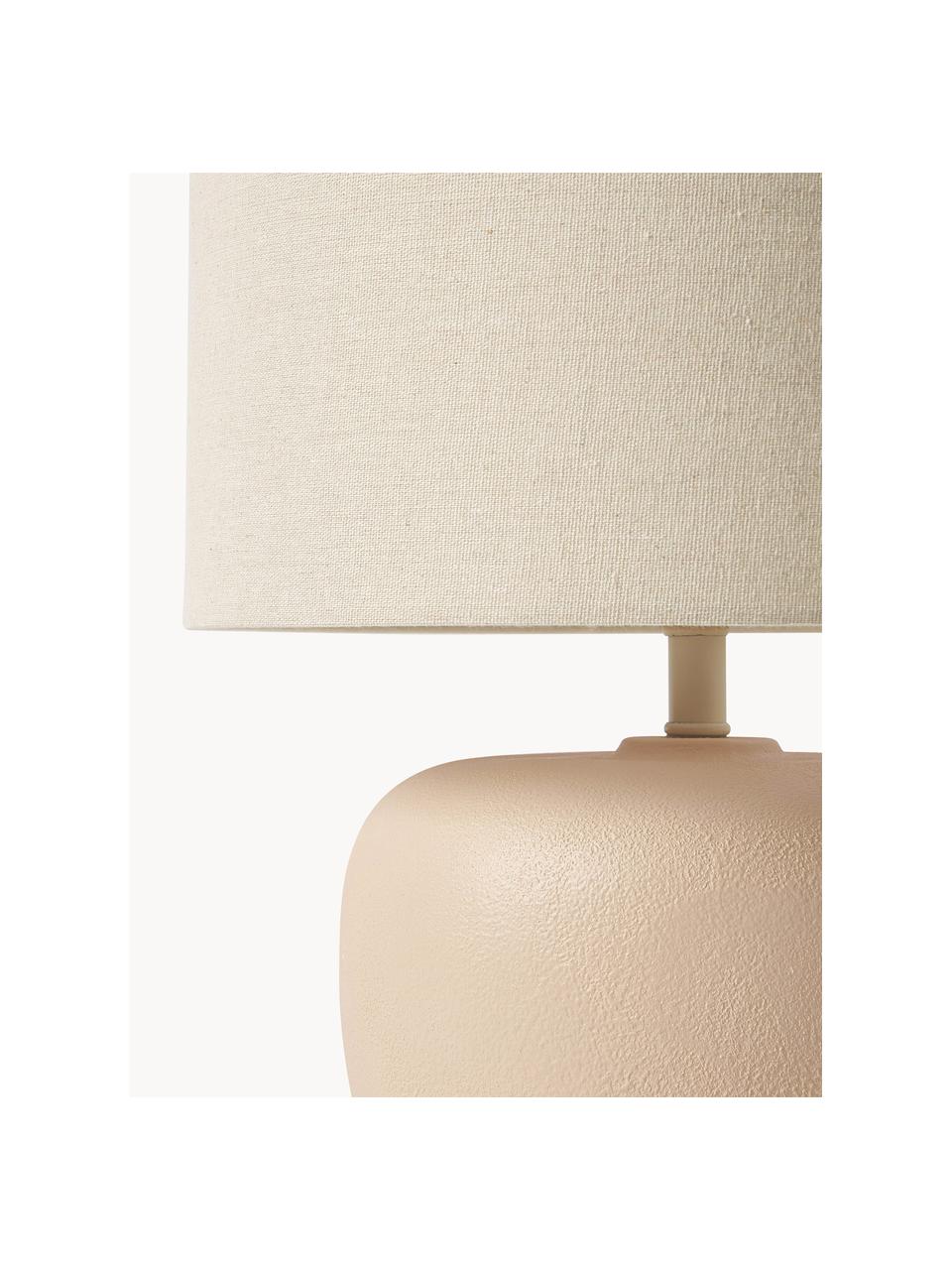 Grosse Keramik-Tischlampe Eileen, Lampenschirm: Leinen (100 % Polyester), Hellbeige, matt, Ø 33 x H 48 cm