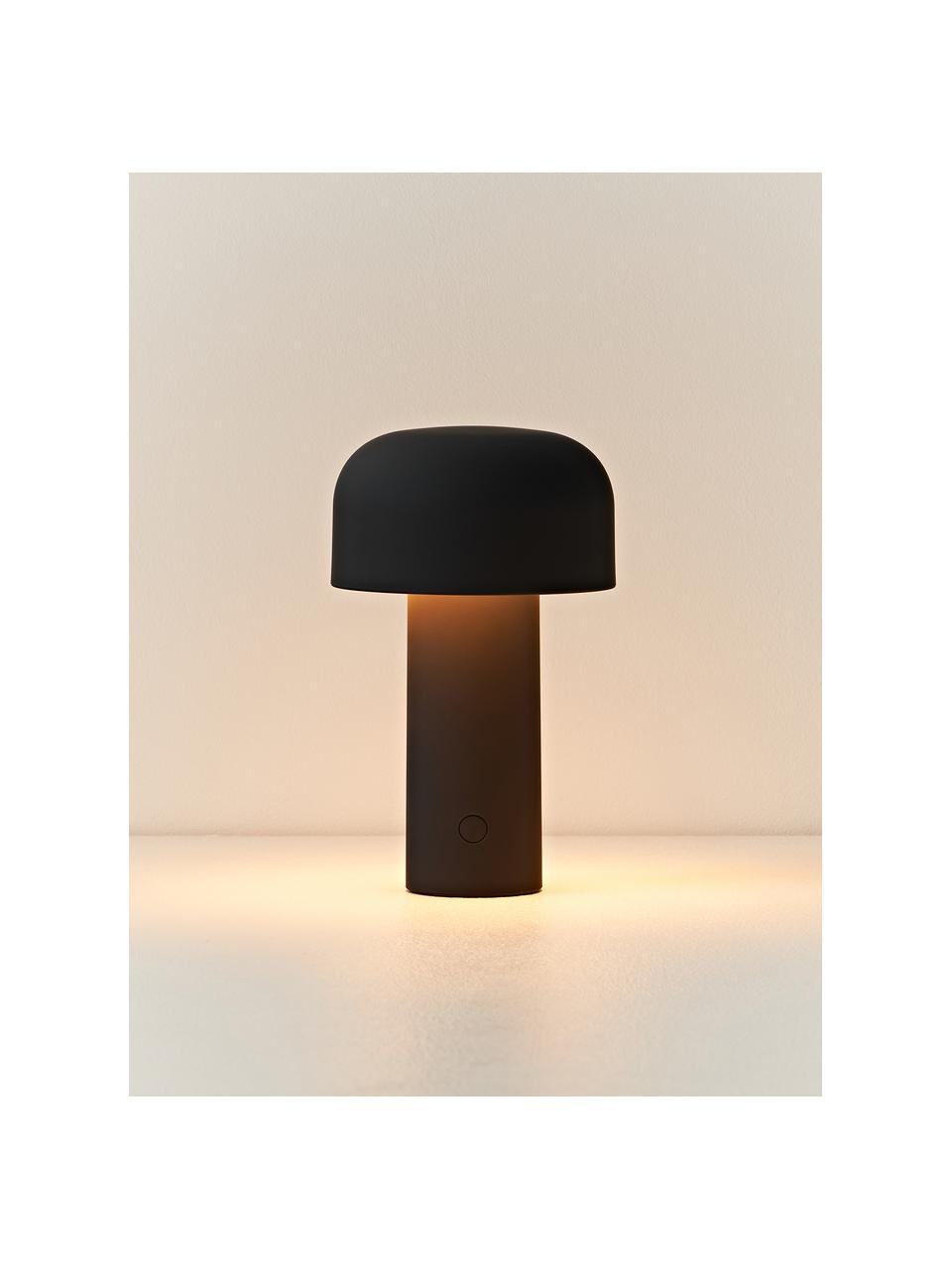 Kleine mobile LED-Tischlampe Bellhop, dimmbar, Kunststoff, Schwarz, matt, Ø 13 x H 20 cm