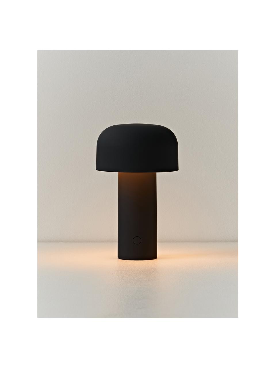 Kleine mobile LED-Tischlampe Bellhop, dimmbar, Kunststoff, Schwarz, matt, Ø 13 x H 20 cm