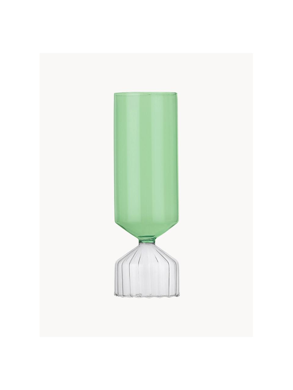 Ručně vyrobená váza Bouquet, V 28 cm, Borosilikátové sklo, Zelená, transparentní, Ø 9 cm, V 28 cm