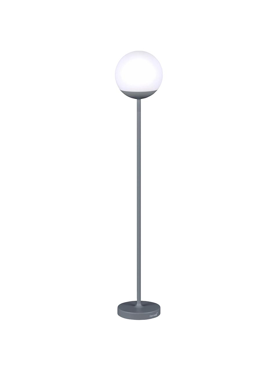 Mobile Outdoor LED-Stehlampe Mooon, Lampenschirm: Kunststoff, Gewittergrau, Ø 25 x H 134 cm