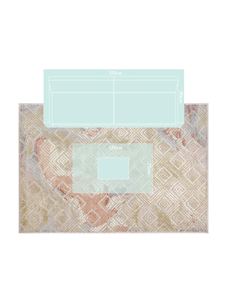 Viskose-Teppich Isère mit Hoch-Tief-Effekt, Flor: 90% Viskose, 10% Polyeste, Silbergrau, Mehrfarbig, B 200 x L 300 cm (Grösse L)