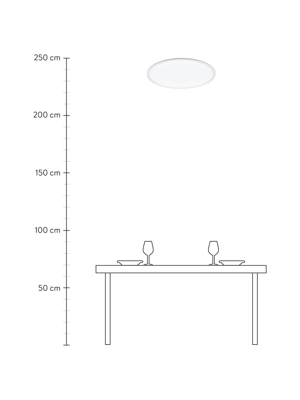 Großes dimmbares LED-Panel Sarsina mit Farbwechsel und Fernbedienung, Lampenschirm: Aluminium, Diffusorscheibe: Kunststoff, Weiß, Ø 60 x H 5 cm