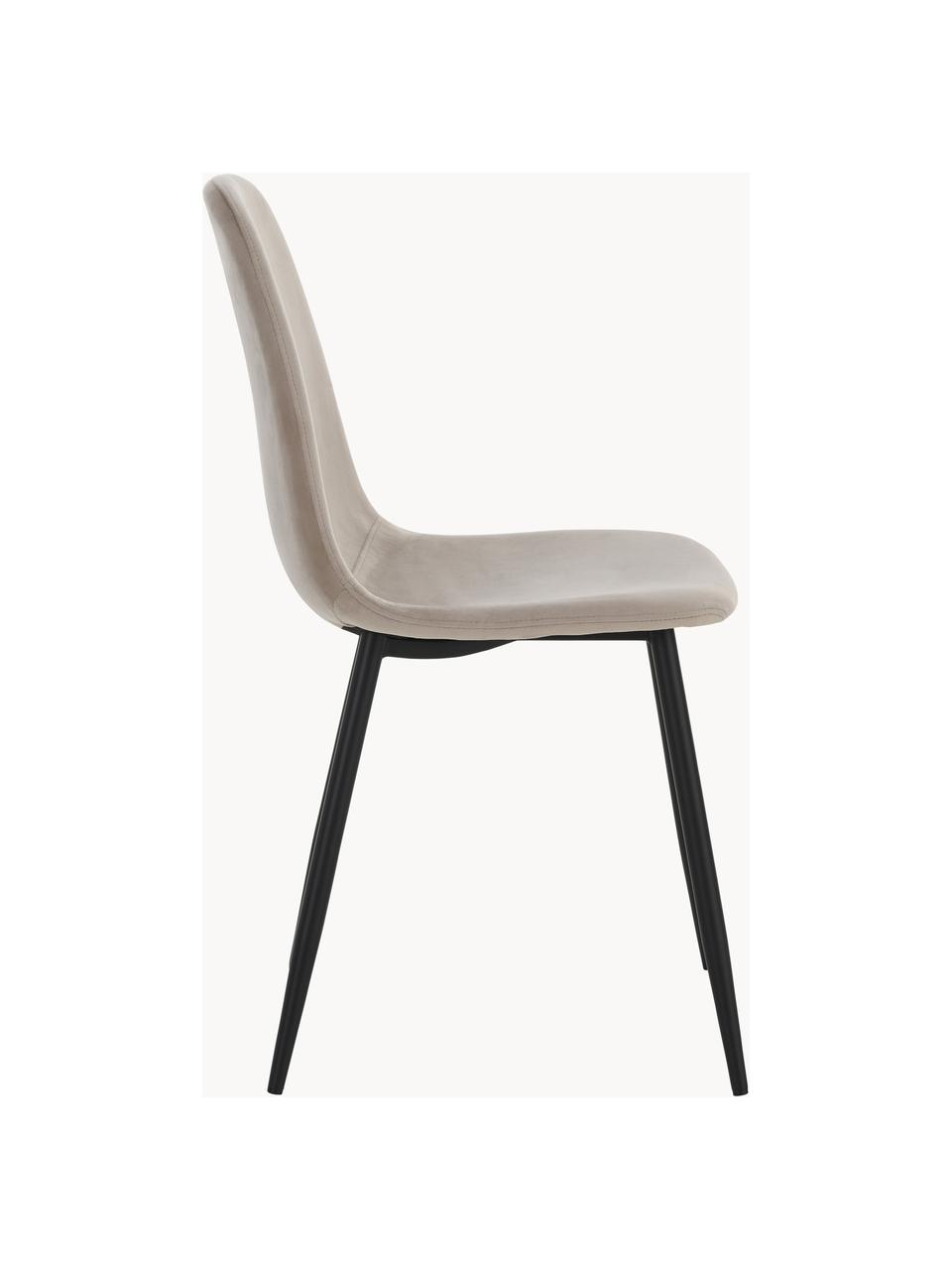 Ronde eettafel Gilda met fluwelen stoelen, Ø 110 cm, Bekleding: fluweel (100% polyester), Poten: gepoedercoat metaal, Tafelblad: gelamineerd MDF, Poten: gepoedercoat metaal, Fluweel beige, donker hout, Ø 110 x H 75 cm