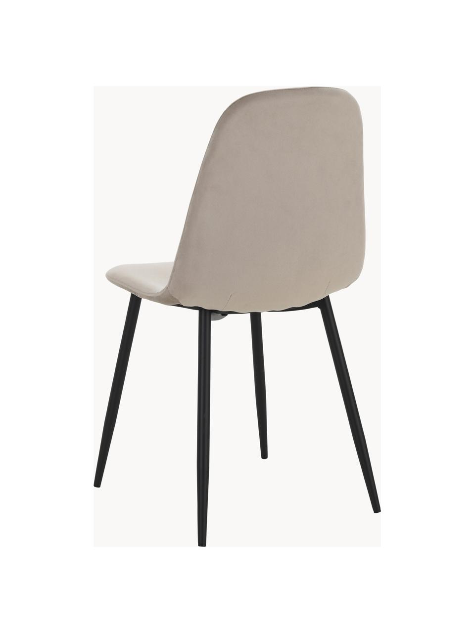 Ronde eettafel Gilda met fluwelen stoelen, Ø 110 cm, Bekleding: fluweel (100% polyester), Poten: gepoedercoat metaal, Tafelblad: gelamineerd MDF, Poten: gepoedercoat metaal, Fluweel beige, donker hout, Ø 110 x H 75 cm