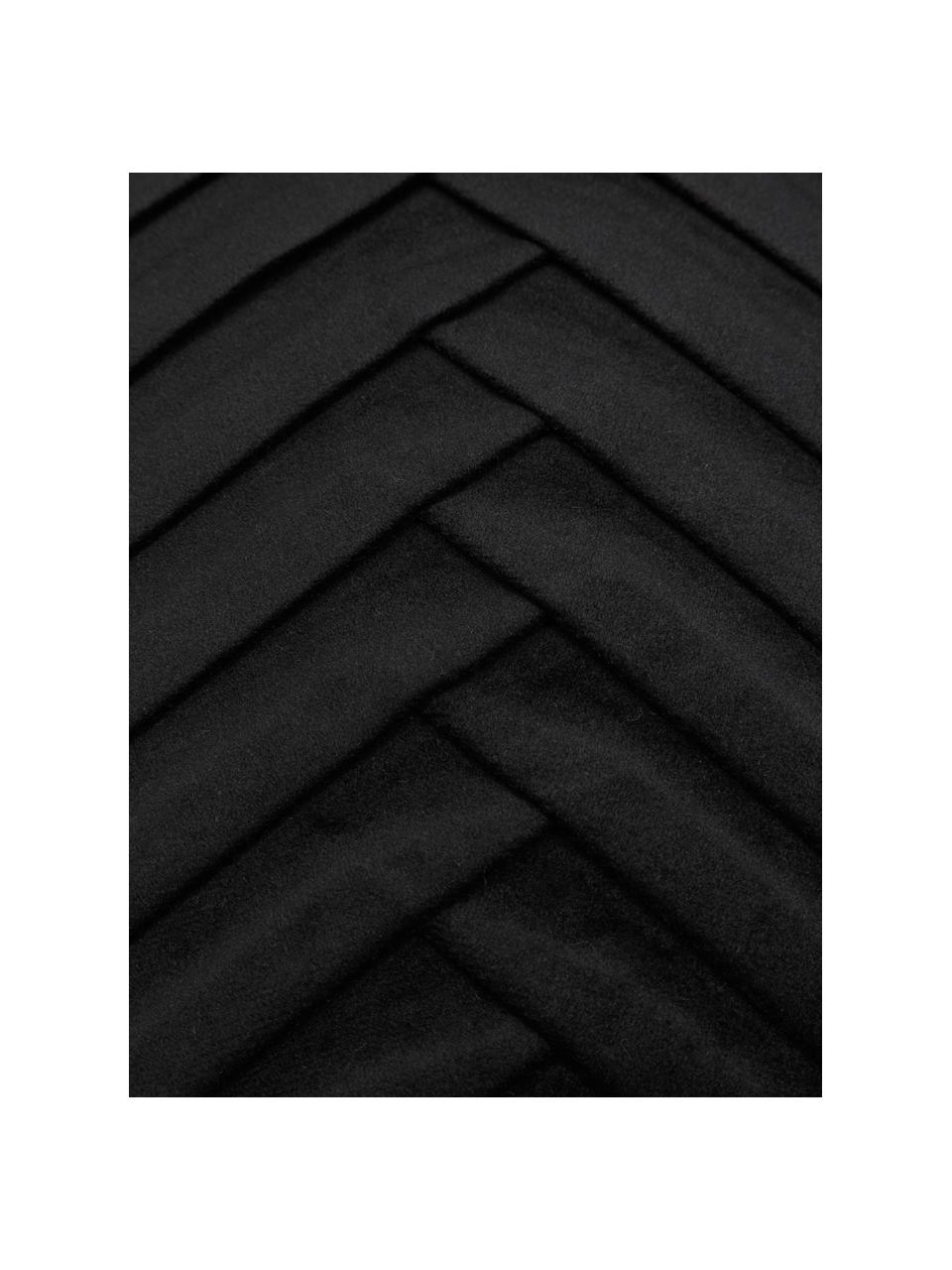 Fluwelen kussenhoes Lucie in zwart met structuur-oppervlak, 100% fluweel (polyester), Zwart, B 30 x L 50 cm
