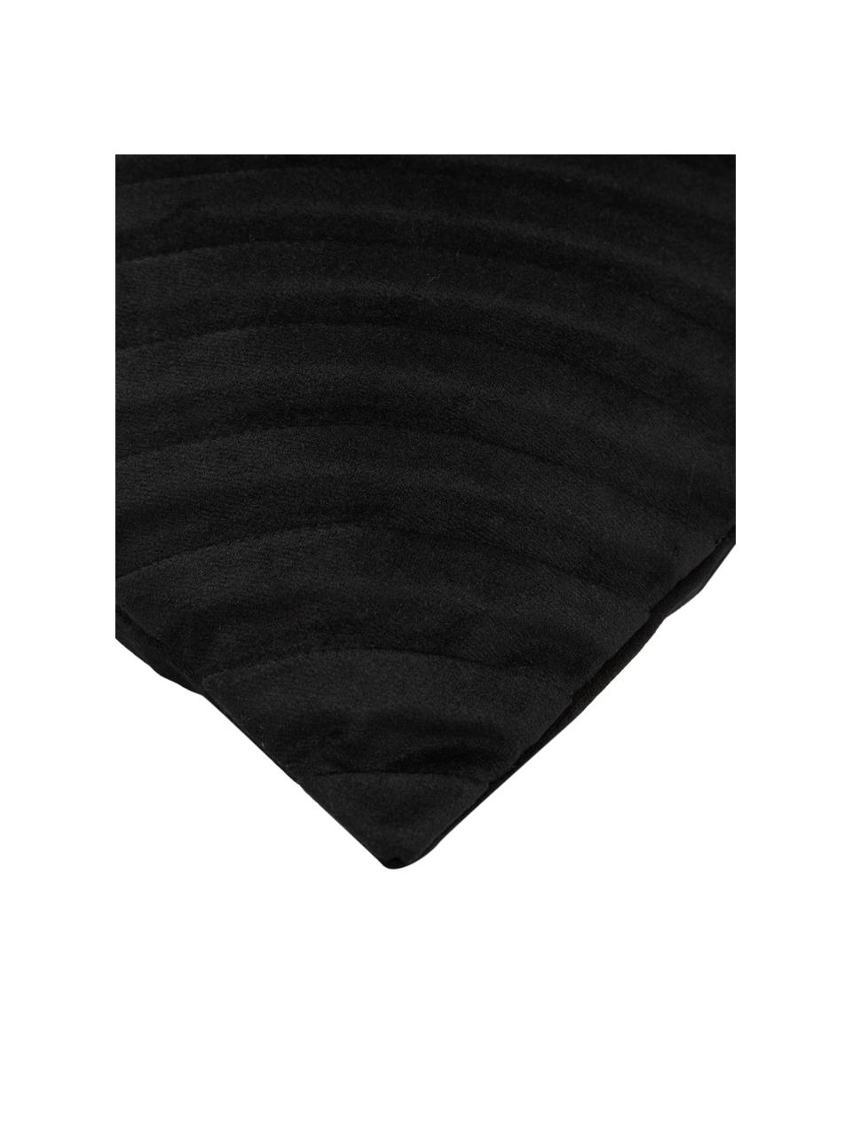 Federa arredo strutturata in velluto nero Lucie, 100% velluto (poliestere), Nero, Larg. 30 x Lung. 50 cm